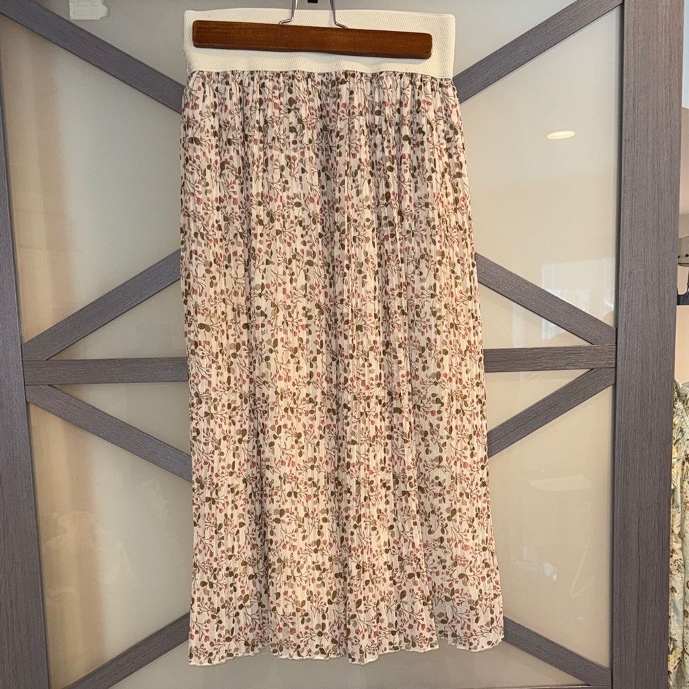 Floral Bohemian Cream Midi Skirt Size Small